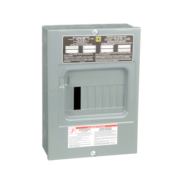 Square D Load Center, 6 Spaces, 100A, 120/240V AC, 1 Phase QO612L100SCP